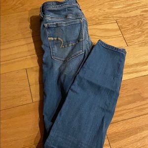 Patched ripped jeans.